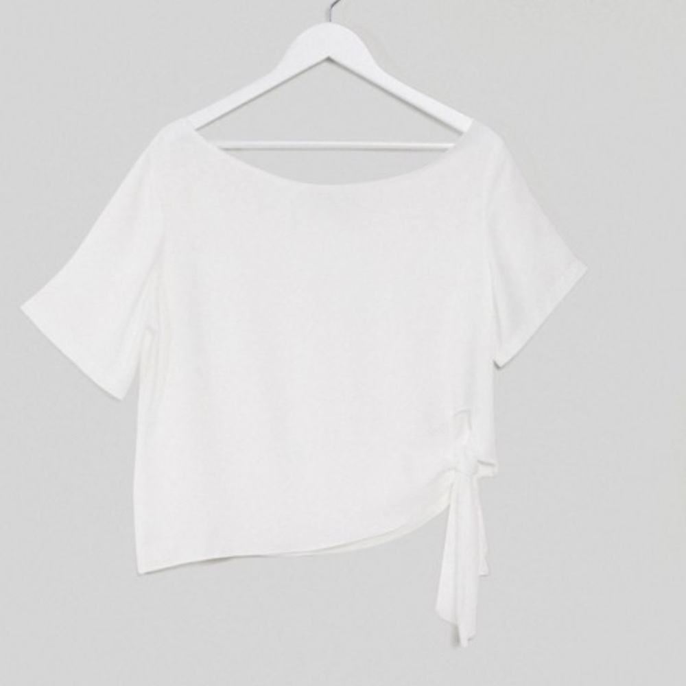 NWOT ASOS fallen shoulder woven t-shirt with tie